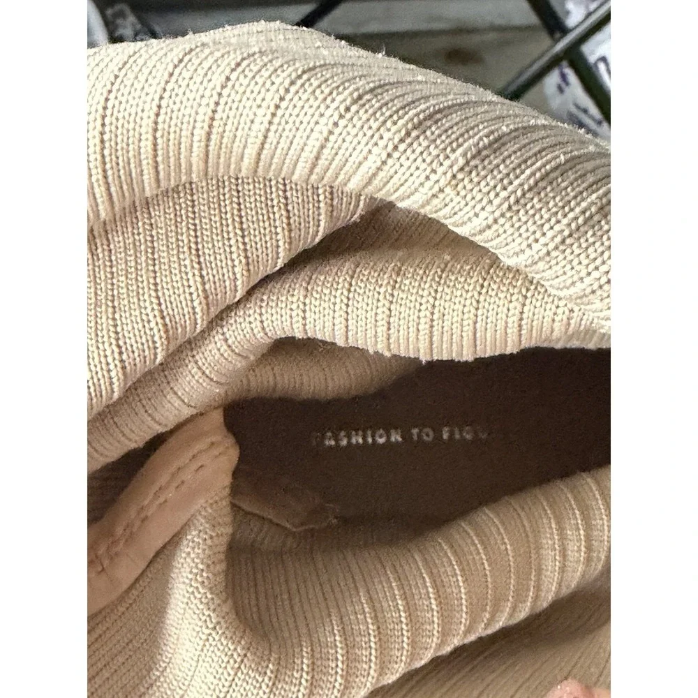 Fashion To Figure Knee High  Oatmilk Sock Boots Chunky Sz 9W Platform B-1